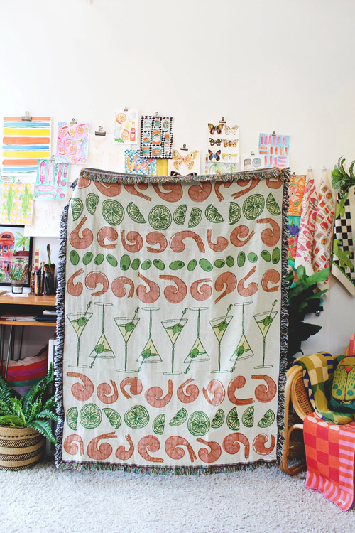 Martini O'Clock Shrimp Cocktail TAPESTRY BLANKET — Calhoun & Co.